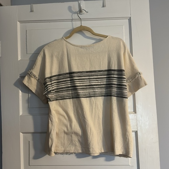 Eva Franco Cream and Black Stripe Tee - Picture 4 of 4